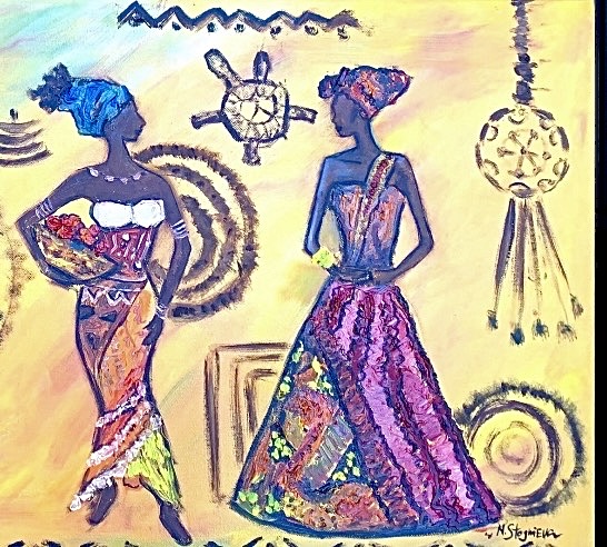 Full composition of African Women painting